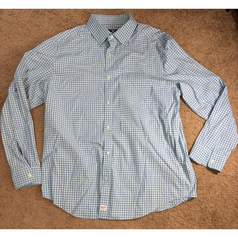 Vineyard Vines Classic Fit Murray Casual Button Down Shirt Men Large Blue Plaid